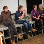 Produktpalette #4 "Die Stadt als Fabrik" mit Michael Ziehl, Niels Boing, Anne Quellien und Andrea Kirchhartz (v.l.n.r.) auf dem Podium